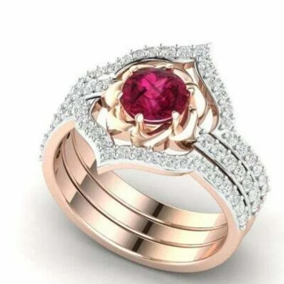 3pcs/Set New Exquisite Flower Rings - Picture 3 of 5